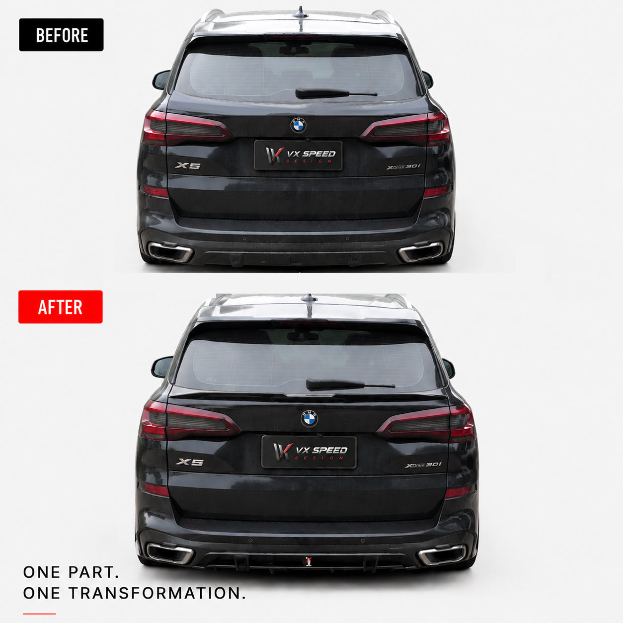 Project supplied exterior styling before and after visual